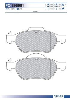 Дисковые тормозные колодки (передние) FO 896981