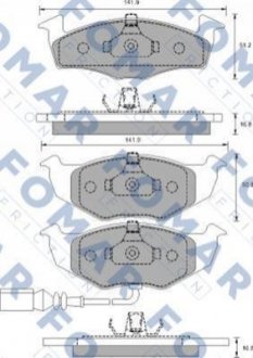 Гальмівні колодки, дискове гальмо (набір) FOMAR FO907381 (фото 1)