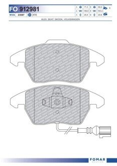 Дисковые тормозные колодки (передние) FO 912981