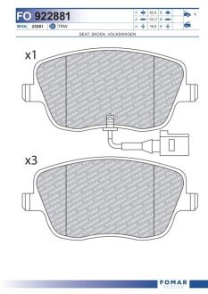 Дисковые тормозные колодки (передние) FO 922881