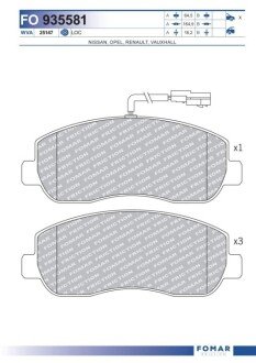Дискові гальмівні колодки (передні) FO 935581