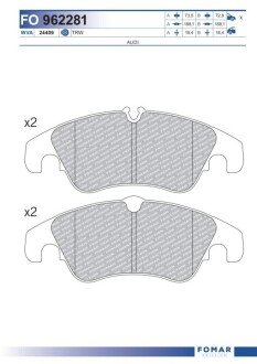 Дисковые тормозные колодки (передние) FO 962281