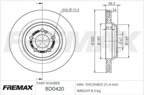 Тормозной диск перфорированный FREMAX BD0420 (фото 1)
