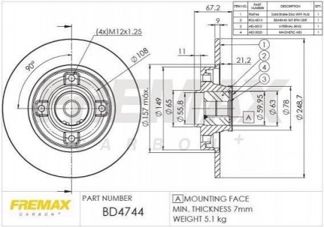 Тормозной диск (задний) FREMAX BD4744 (фото 1)