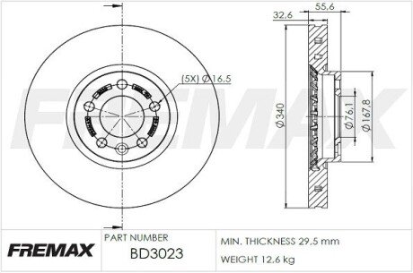 Гальмівний диск (передній) FREMAX BD3023 (фото 1)