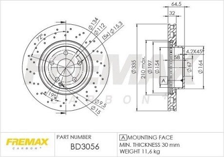 Гальмівний диск перфорований (передній) BD3056