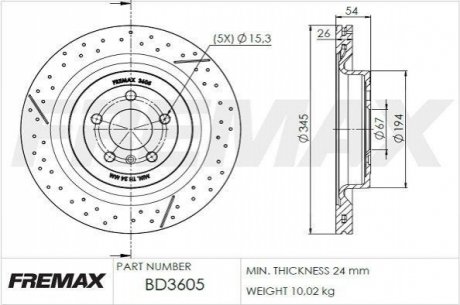 Гальмівний диск FREMAX BD3605 (фото 1)
