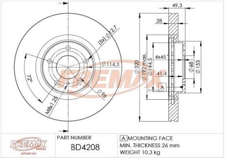 Тормозной диск (передний) BD4208