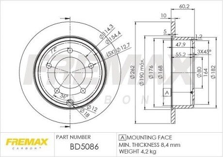 Тормозной диск (задний) BD5086