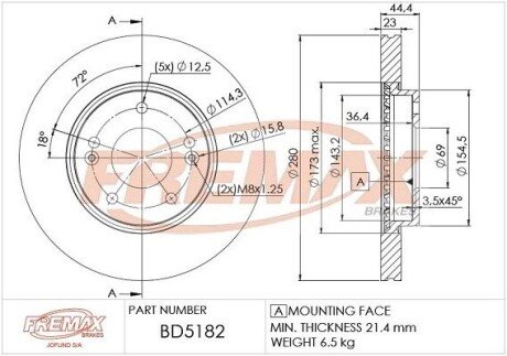 Гальмівний диск (передній) BD5182