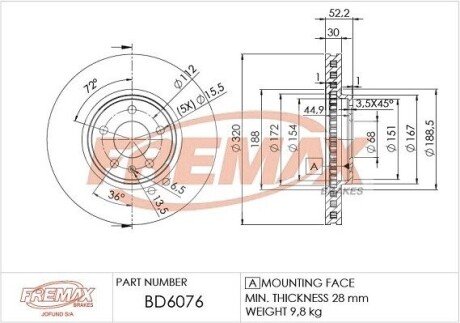 Гальмівний диск (передній) BD6076