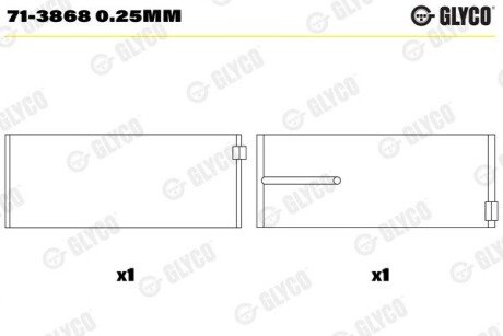 Вкладиші шатунні (1 шия) MB SPUTTER (1CYL) OM502 71-3868 0.25MM