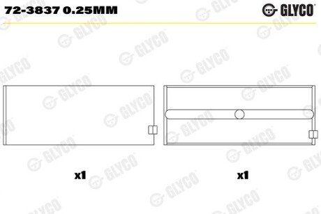 Вкладыши шатунные 0.25MM HL (ПАРА) MB OM501/OM502LA SPUTTER (пр-во Glyco) 72-3837 0.25MM