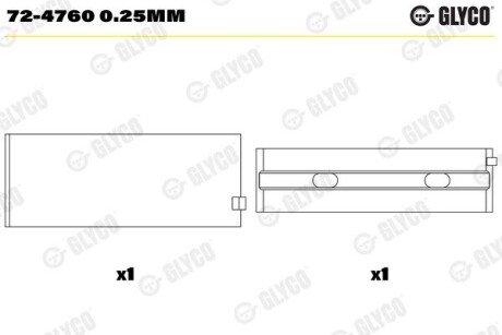 Вкладыши коренные MB 72-4760 0.25MM