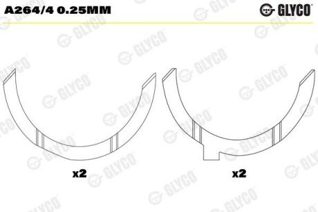 Півкільця RVI MIDR 06.35.40 (пр-во Glyco) A264/4 0.25MM