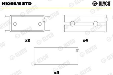 Вкладиші корінні (к-кт) Glyco H1055/5 STD (фото 1)