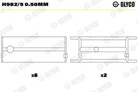 Вкладиші корінні H982/5 0.50MM