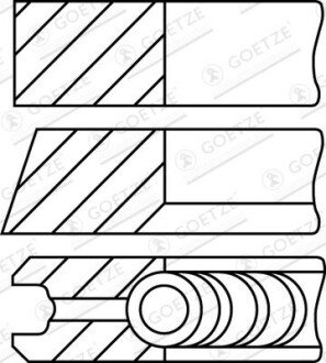 Кільця поршневі Renault Kangoo/Trafic 1.9D 97- (80.00mm/STD) (2-2-3) 0833650010