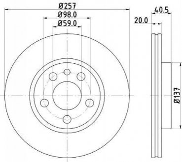 Тормозной диск (передний) HELLA 8DD355105-621 (фото 1)