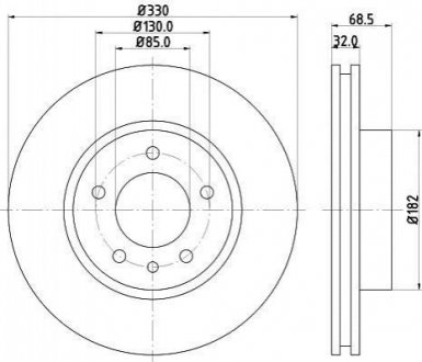 Тормозной диск (передний) HELLA 8DD355109-721 (фото 1)
