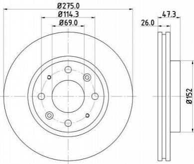 Тормозной диск (передний) HELLA 8DD355111-781 (фото 1)