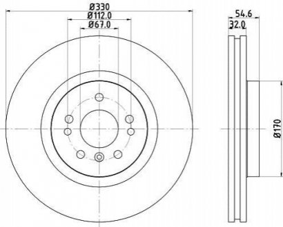 Тормозной диск (передний) HELLA 8DD355113-171 (фото 1)