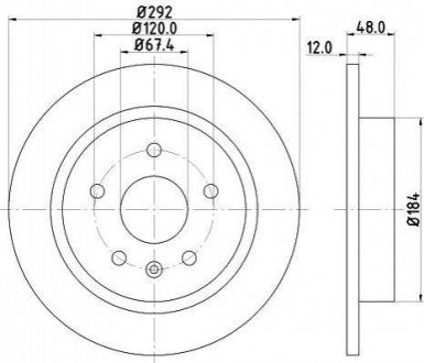 Тормозной диск (задний) HELLA 8DD355116-831 (фото 1)