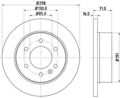 Тормозной диск (задний) HELLA 8DD355117-641 (фото 1)