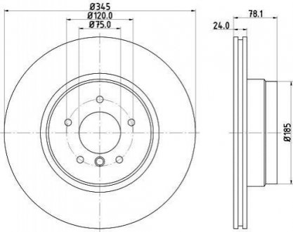 Тормозной диск (задний) HELLA 8DD355117-761 (фото 1)