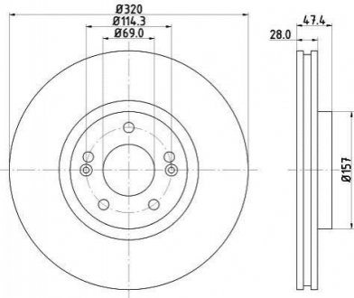 Тормозной диск (передний) HELLA 8DD355117-971 (фото 1)