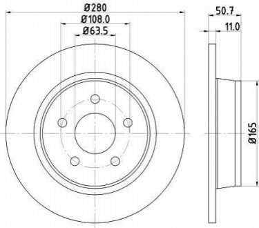 Тормозной диск (задний) HELLA 8DD355118-211 (фото 1)