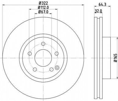 Тормозной диск (передний) HELLA 8DD355118-931 (фото 1)