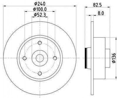 Тормозной диск зад. Megane II/Clio III/Modus 02- (240x8) 8DD355123-241