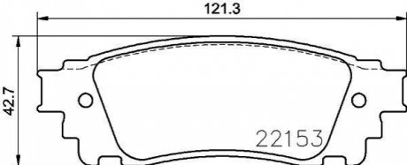 Колодки тормозные (задние) Lexus NX 2.0/2.5 16V 14-/Toyota Alphard 3.5 15- (Akebono) HELLA 8DB355024631 (фото 1)