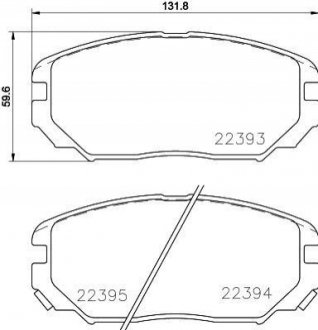 Колодки гальмівні (передні) Hyundai Sonata/Elantra 01-11/ix20 10-/Tucson/Kia Sportage/Carens 04- HELLA 8DB355024891 (фото 1)