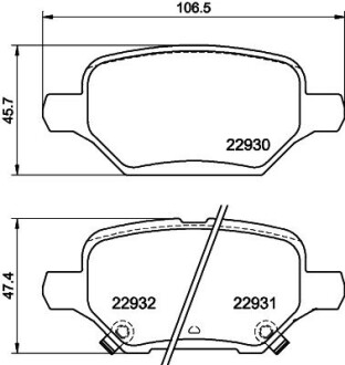 HELLA OPEL гальмівні колодки задні MOKKA / MOKKA X 1.4 12- 8DB 355 040-181