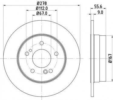 Тормозной диск (задний) HELLA 8DD 355 101-011 (фото 1)