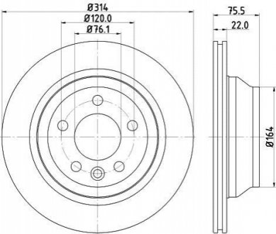 Тормозной диск (задний) HELLA 8DD 355 109-801 (фото 1)