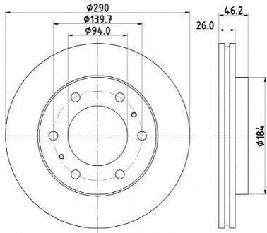 Тормозной диск (передний) HELLA 8DD 355 118-631 (фото 1)