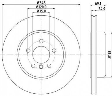 Тормозной диск (задний) HELLA 8DD 355 119-281 (фото 1)