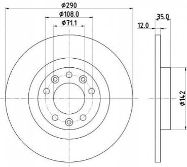 Тормозной диск (задний) HELLA 8DD 355 120-421 (фото 1)