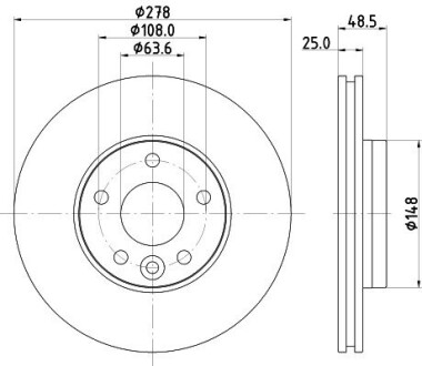 HELLA PRO HIGH CARBON VOLVO диск гальм. передн. V40 12- 8DD 355 126-561