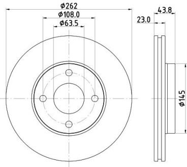 HELLA PRO FORD диск гальмівний передній FIESTA VII 1.0 EcoBoost 17- 8DD 355 126-601