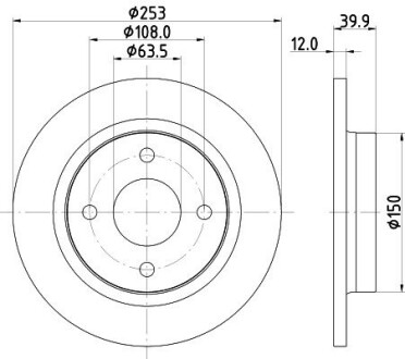 HELLA PRO FORD диск гальмівний задній FIESTA VII 1.0 8DD 355 126-611