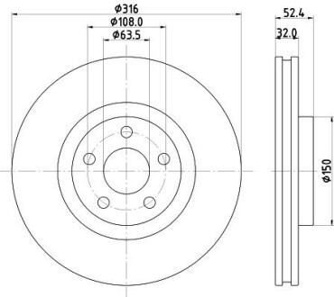 HELLA PRO FORD гальмівний диск S-MAX 2.0TDCI 15- 8DD 355 126-701