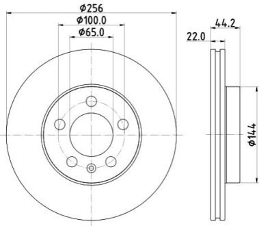 Диск гальмівний перед. Audi A1 Seat Arona, Ibiza Skoda Fabia, Kamiq, Scala VW Polo 1.0-2.0 01.17- 8DD 355 132-091