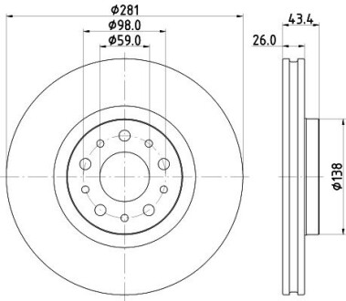 HELLA PRO FIAT гальмівний диск передн. TIPO 1.4, 1.6 8DD 355 132-131