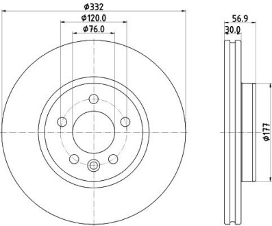 HELLA PRO HIGH CARBON VW диск гальмівний передн. AMAROK 2.0 11- 8DD 355 132-561