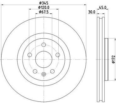 HELLA PRO HIGH CARBON OPEL гальмівний диск передн. INSIGNIA 17- 8DD 355 132-621