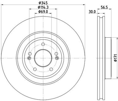 HELLA PRO HIGH CARBON KIA гальмівний диск передн. STINGER 2.0 17-, GENESIS 8DD 355 132-651